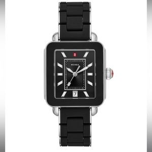 Michele Deco Sport Silicone wrapped Bracelet watch. Black